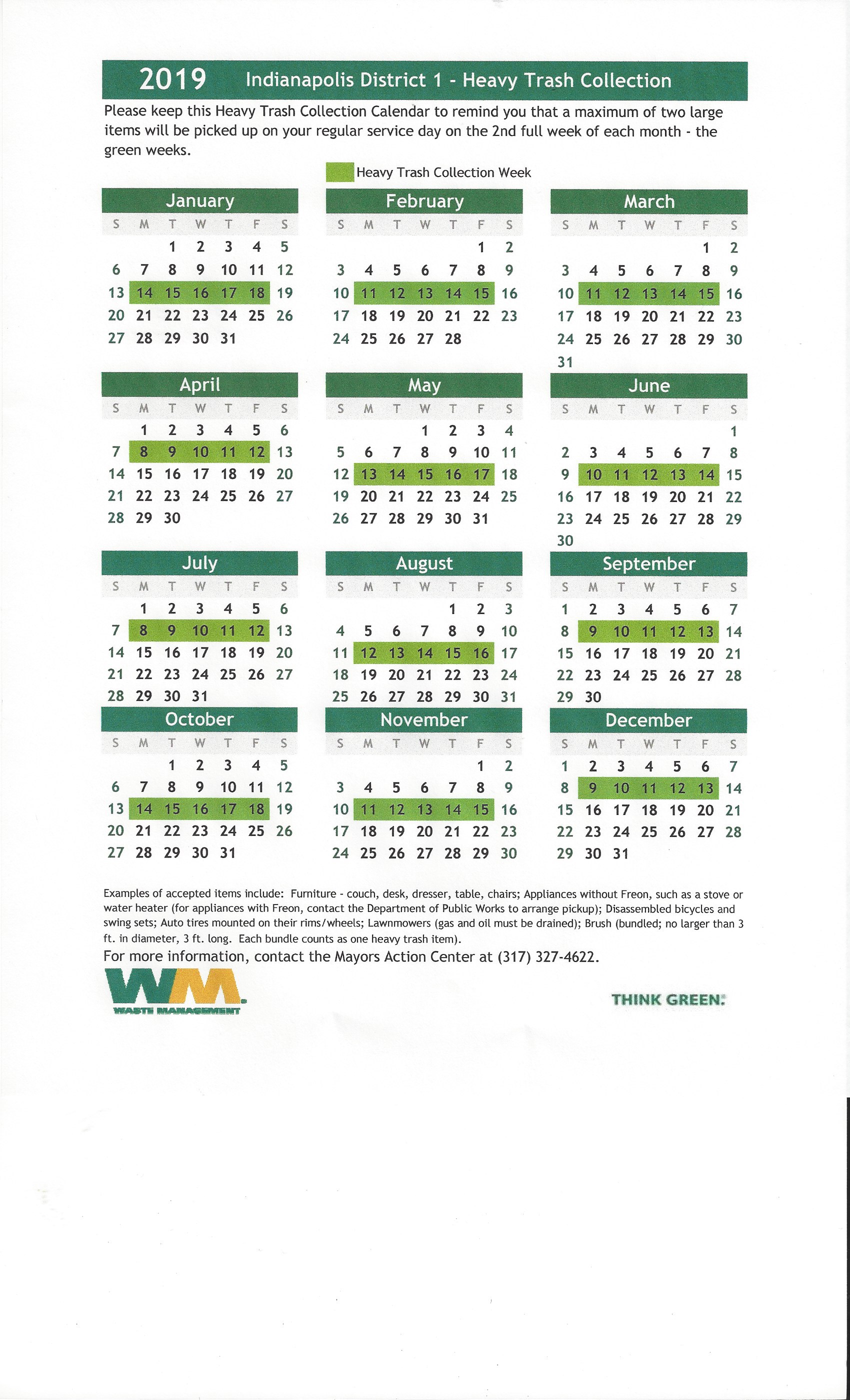 Waste Management for their 2019 Heavy Trash Pickup Schedule – Janice McHenry